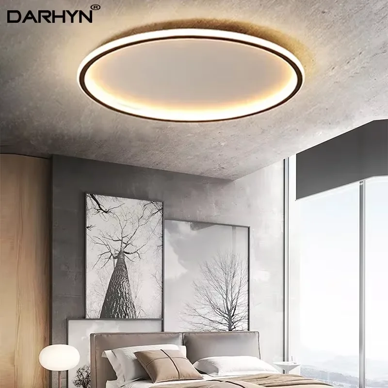 Plafoniera a LED per uso domestico 23/30/50/80CM Camera da letto Soggiorno Sala studio Super Slim Nero Bianco Oro Decorazioni per la casa