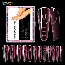 MOWOT 120pcs New French Nail Dual Forms with Rim Inside Quick Building Gel Mold Full Cover Extension Top False Tips Nail Forms