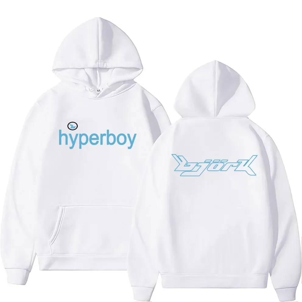 Singer Bjork Hyperboy Double Sided Print Hoodie Men Women Fleece Casual Oversized Hooded Sweatshirt Male Fahsion Vintage Hoodies