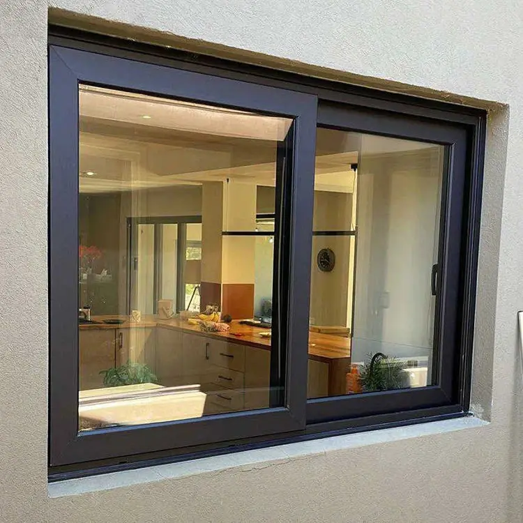 Bedroom with Drainage System Anti Rainstorms Window Aluminum Alloy Frame Double Glazing Windows Silent Manual Sliding Windows