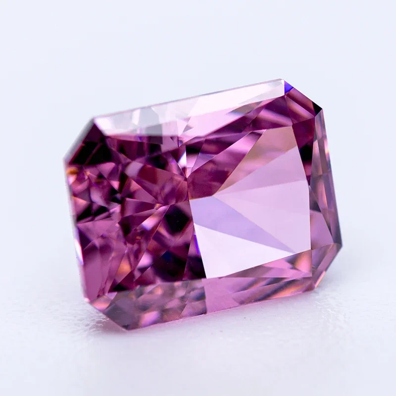 Cubic Zirconia Crushed Ice Cut No Certificate Rectangle Shape Dark Pink Color Charms Beads for Diy Top Jewelry Making Materials