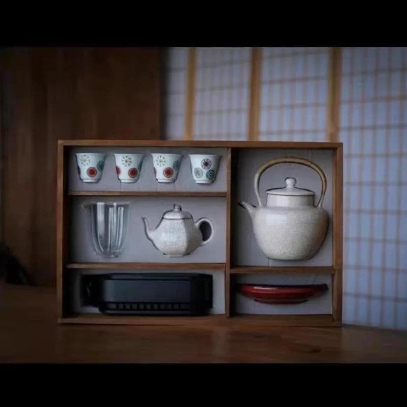 Jupin set, tea cabinet, electric ceramic stove, tea stove, brewing teapot, teapot, teacup, ceramic glass tea set
