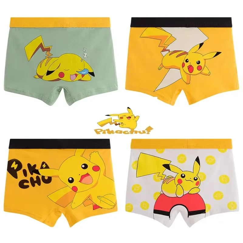 Pikachu slip 4pcs Pokemon Cartoon bambini Kawaii intimo Anime stampa pantaloni bambini breve Boxer slip intimo regali