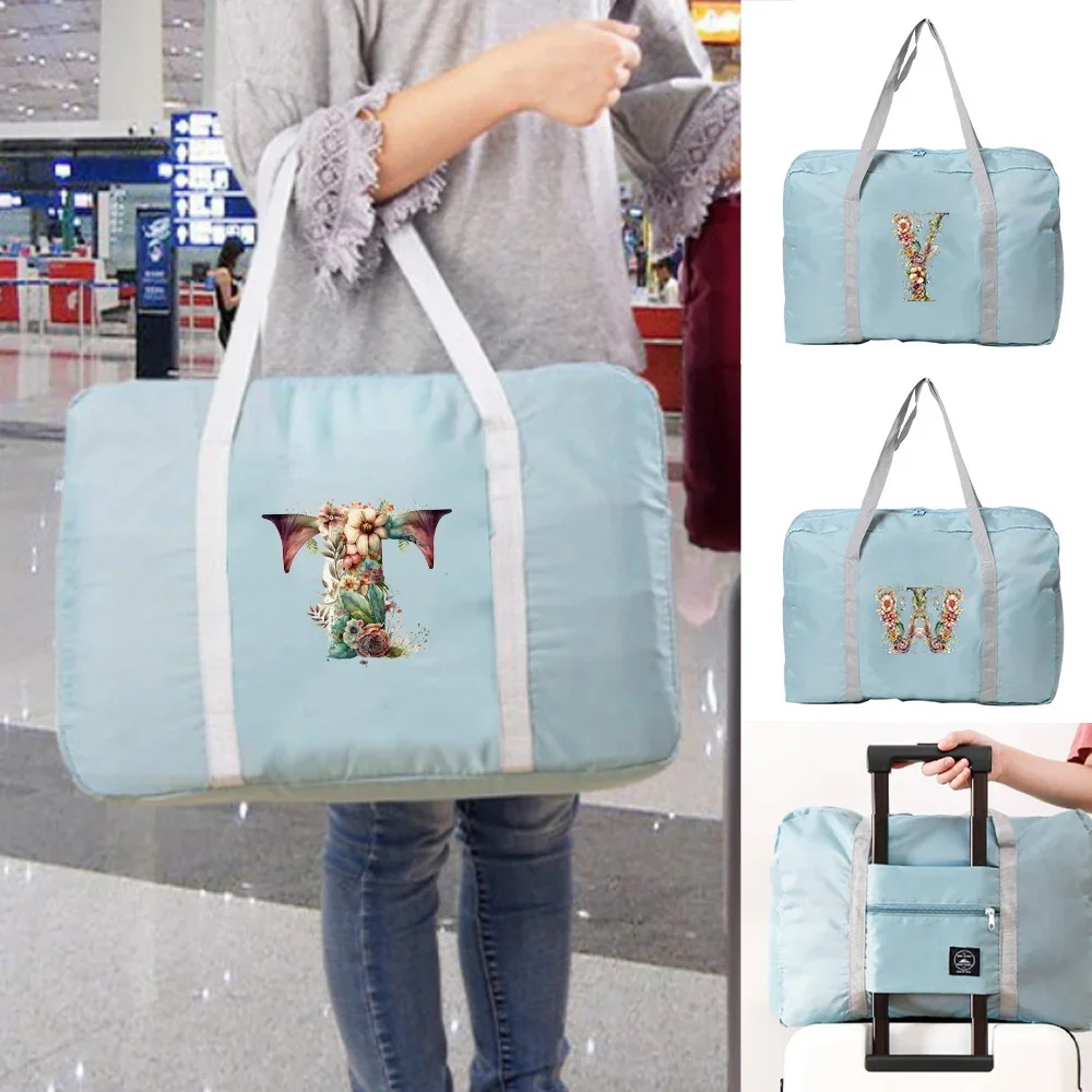 Weekend Bags Women's Travel Bag Laggage Handbags Large Capacity Foldable Suitcase Organizer WaterProof Floral Letter Pattern