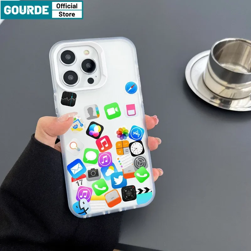 Gourde Funny Case Icons Keyboard Pattern Clear Frosted Casing for Iphone 15 14 12 13 11 Pro Max IP 7 8 Plus Iphon X XS XR Xs Max