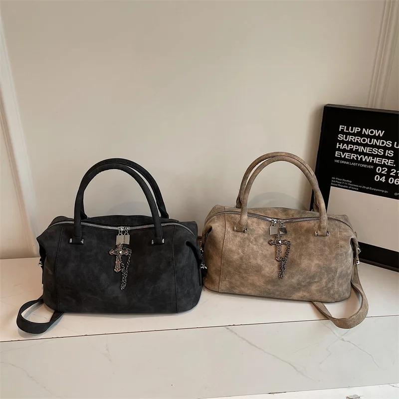 المرأة الكورية فاسق دراجة نارية برشام حقيبة 2025 الخريف الشتاء جديد واحد الكتف Crossbody حمل حقيبة موضة عادية تخفيف الاستخدام اليومي #5