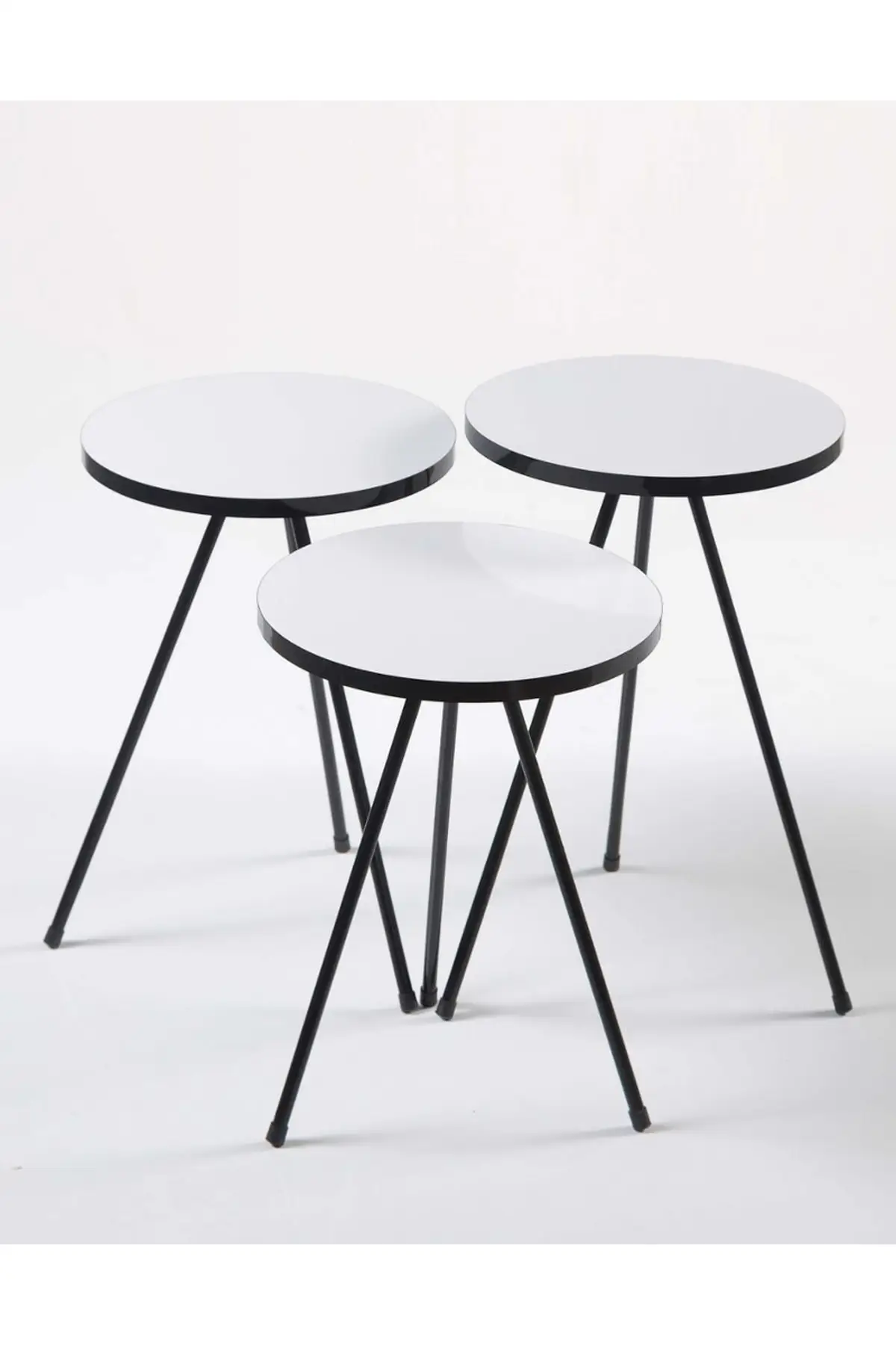 Zigon Coffee Table 3 Pcs Metal Toe Black White