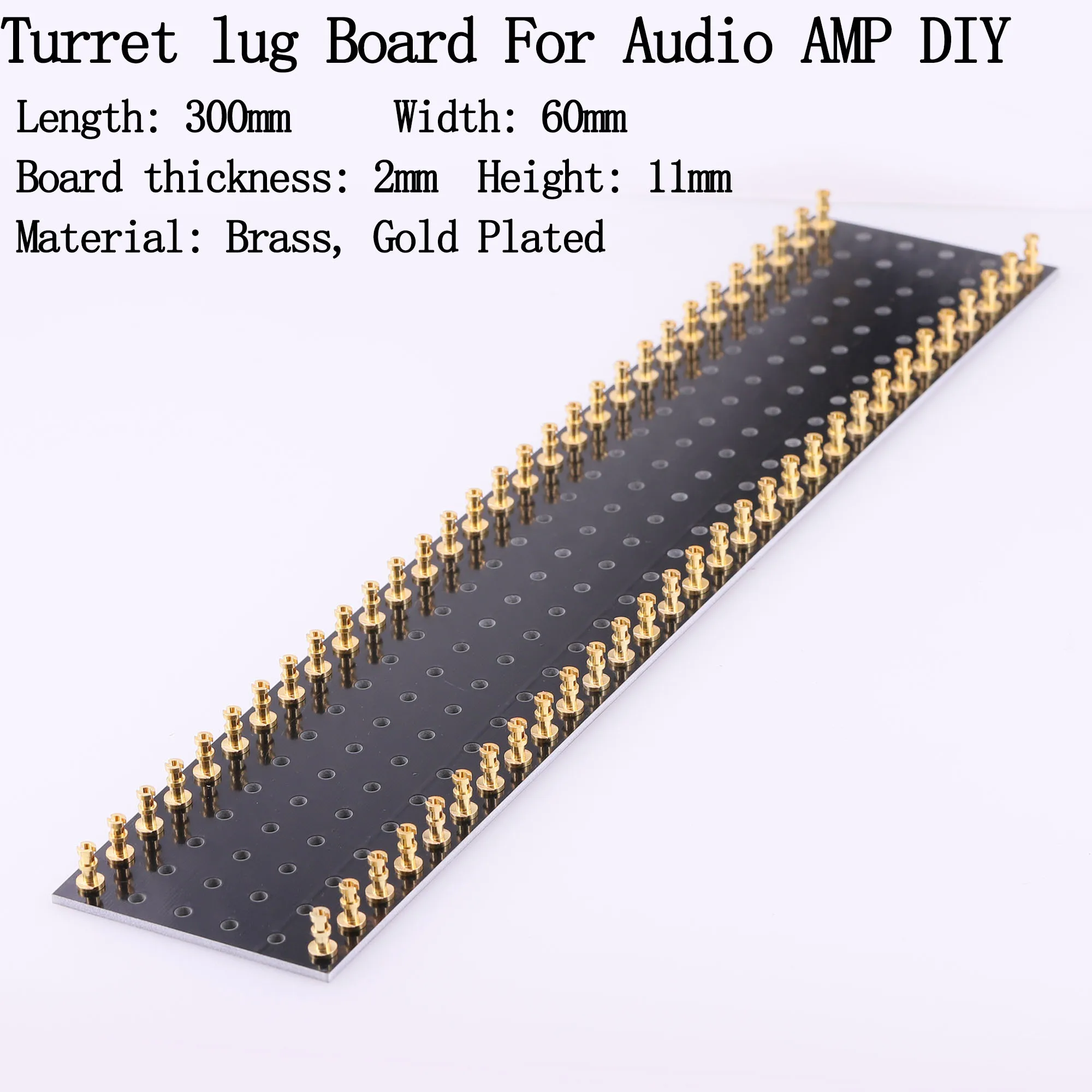 JEMOSA 1PC 60 posts Red Black Tag Strip Turret Lug Board Gold Plated For Hifi Vintage Tube Audio Guitar AMP DIY 300x60x2mm