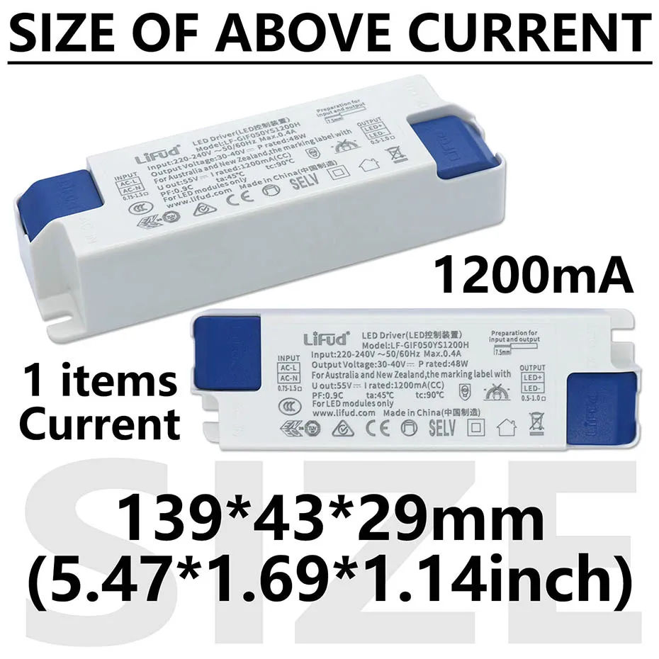 Kein Flimmern LiFud LED-Treiber DC25-42V/33-40V 135mA 200mA 300mA 600mA 700mA 900mA 1000mA 1200mA 1300mA 1400mA 1500mA Netzteil – Detail 3