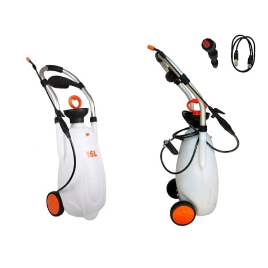 Battery Powered and Manual Air Dual Function Sprayer 4.2 Gallon Hand Cart on Wheels for Lawn Garden with 3200 mAh Rechargeable