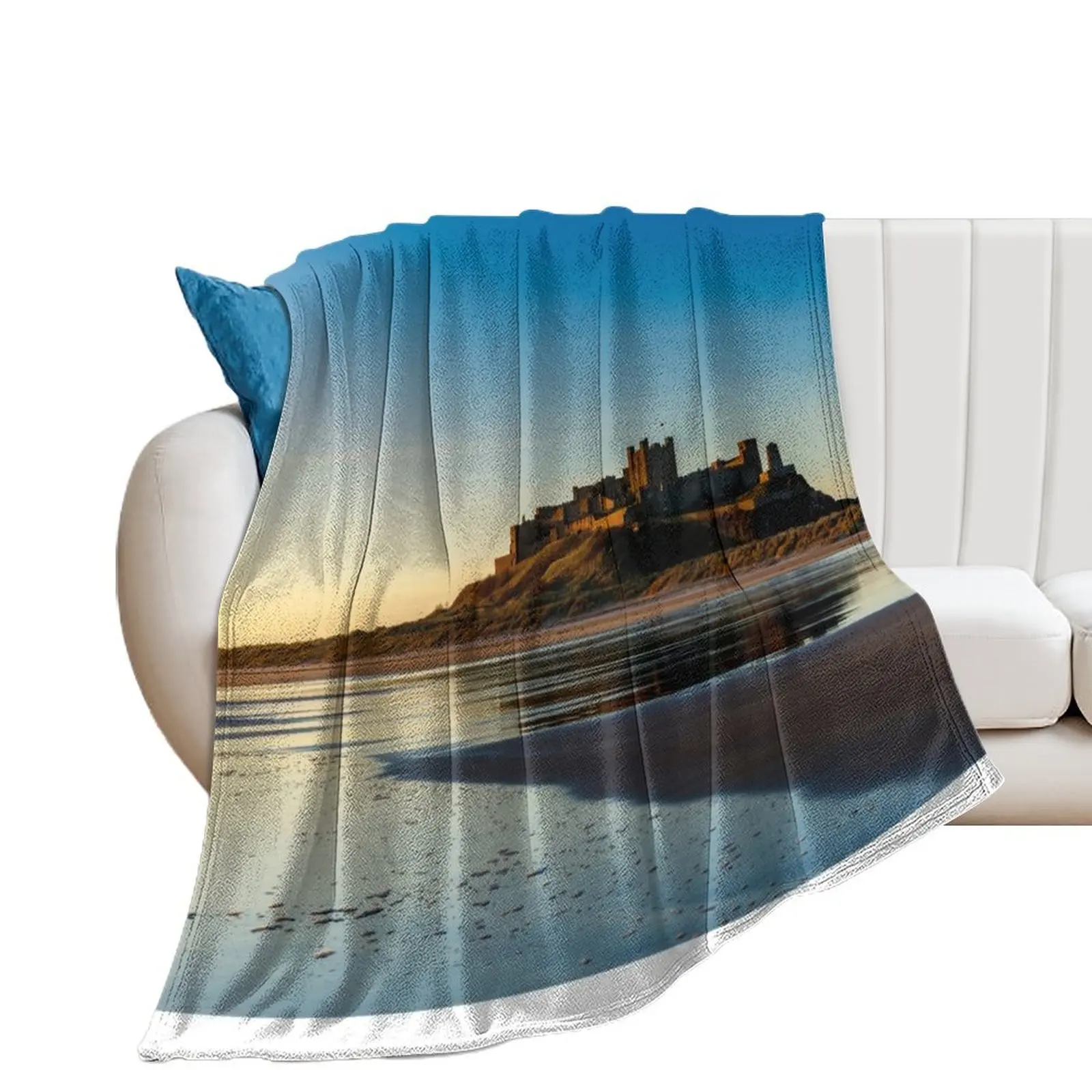 

Sunrise over Bamburgh Castle Throw Blanket Plaid Heavy Sofa Furrys Blankets