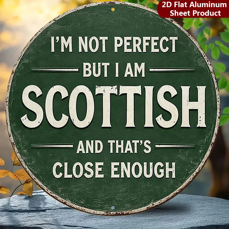 2D Flat, 1 Pack, Scotland Pride Round Sign, Vintage Style Decorative Plaque, Funny Humor Porch Decoration, Wall Decoration