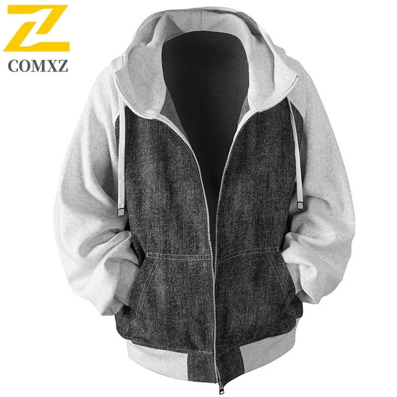 

COMXZ 2025 Мужская куртка-кардиган, вязаная толстовка с капюшоном и длинным рукавом, спортивная повседневная мода, универсальное модное пальто