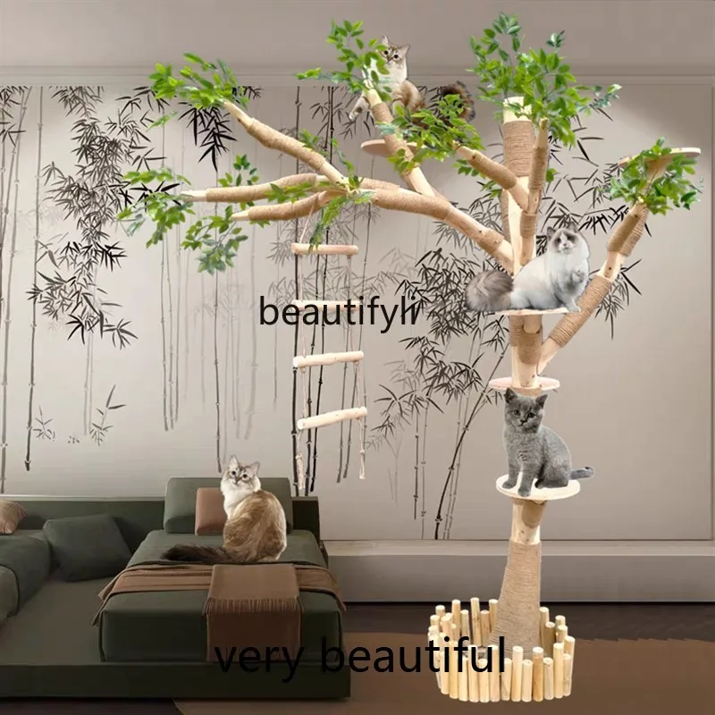 

F132 Cat climbing frame wear-resistant non-stick hair real tree trunk large cat climbing tree pet jumping platform integrated