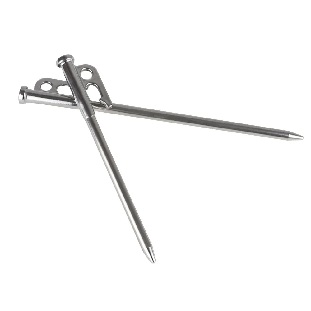 2 Pieces Outdoor Metal Tent Accessory Factory Hiking Heavy Durable Stainless Steel Tent Stakes Camping Pegs Nails Manufacturers
