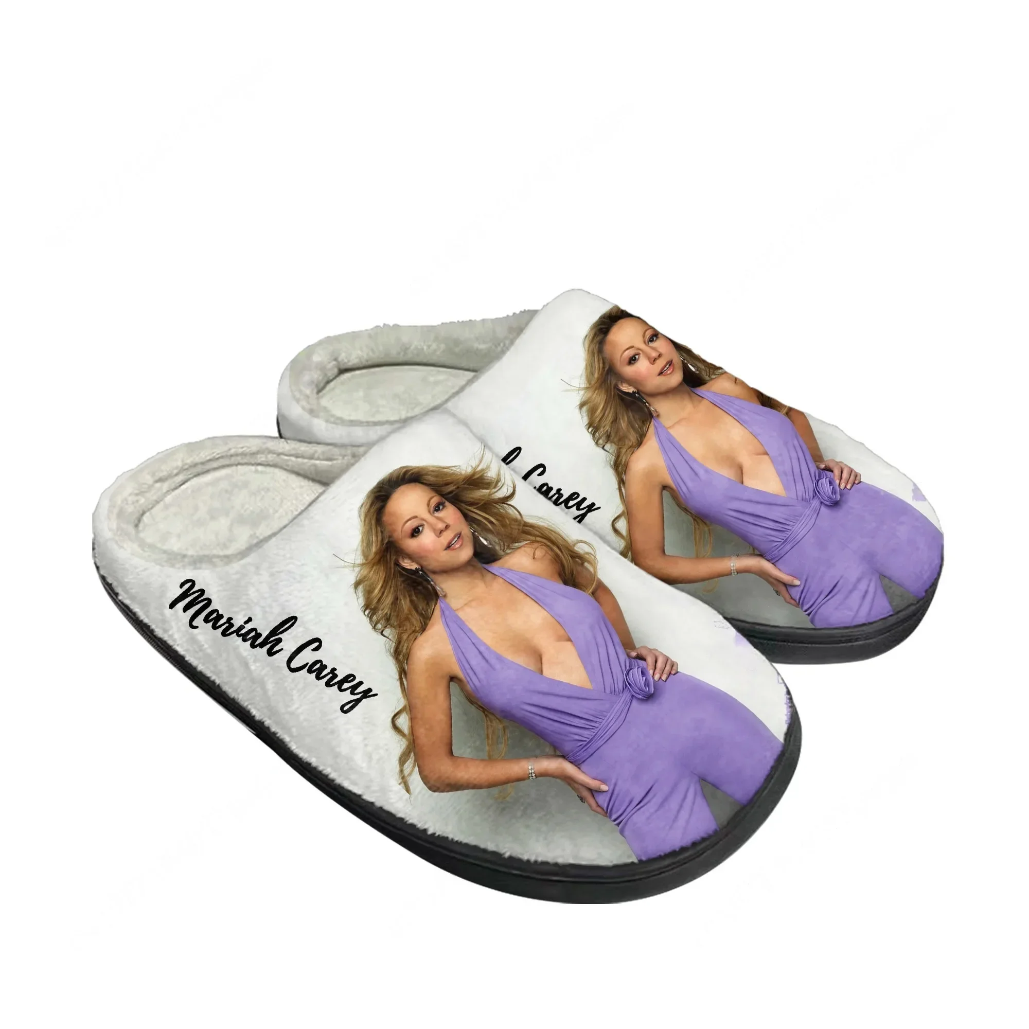 Mariah Carey Singer Home Cotton Slippers Mens Womens Plush Bedroom Winter Keep Warm Cotton Slippers Indoor Slipper Custom Shoes