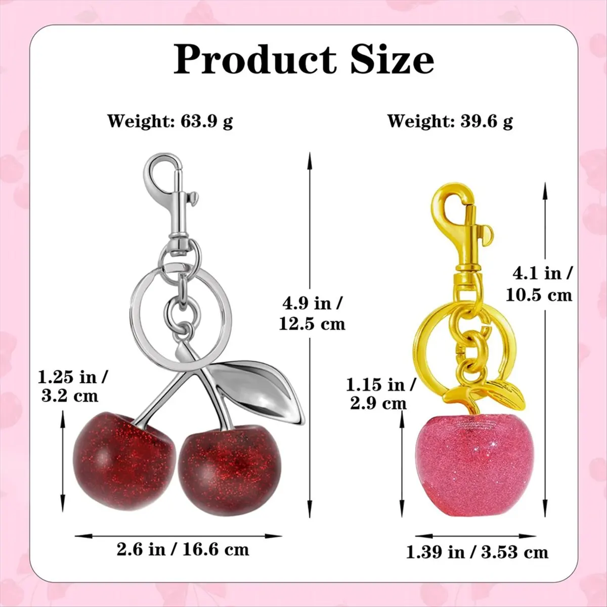 

Cherry Bag Charm Set 12 Pcs Cute Cherry Keychain Cherries Purse Charms for Women Gold Red Black Key Chain Accessories