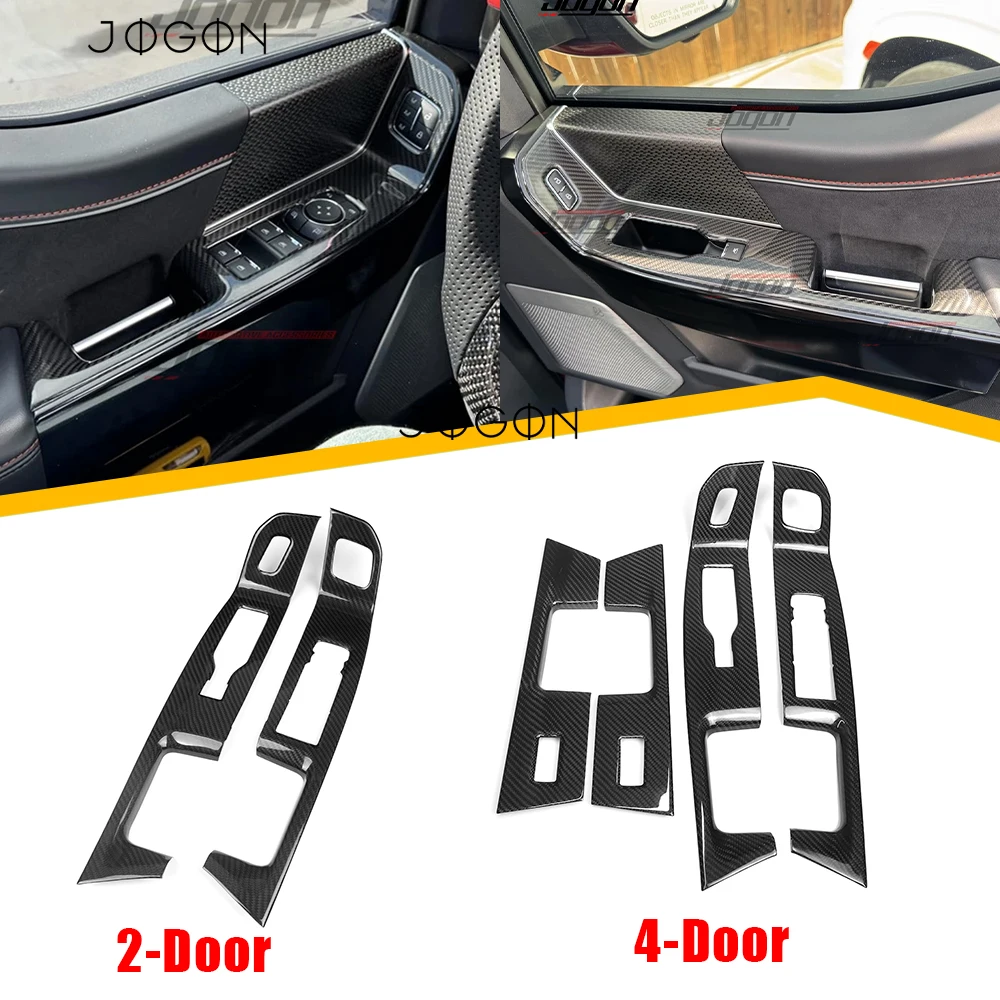 Real Dry Carbon Fiber Door Window Lift Button Trim For Ford F-150 Raptor R Raptor Lariat Limited XL Super Crew 2021- 2025 Up