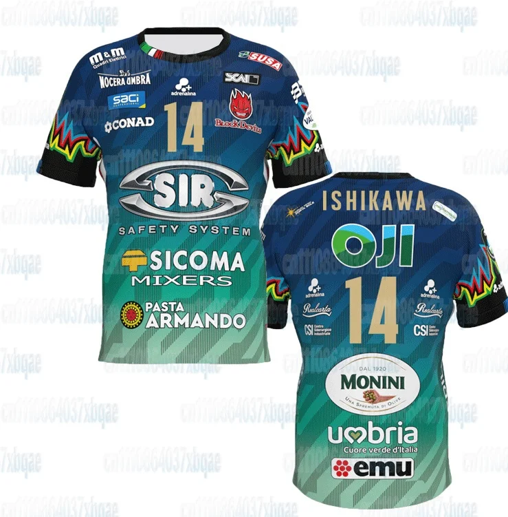 Sir Susa Scai Perugia Volleyballtrikot Kurzarm-Sport-T-Shirt Teamuniform Atmungsaktiv Schnelltrocknend Training Familienoutfit – Detail 5