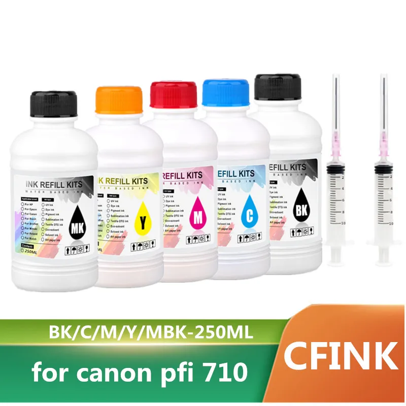 

250ML 5Colors/Set PFI-710 Pigment Ink PFI710 For Canon TX2000 TX3000 TX4000 Printer Inks 5 Color BK C M Y MBK