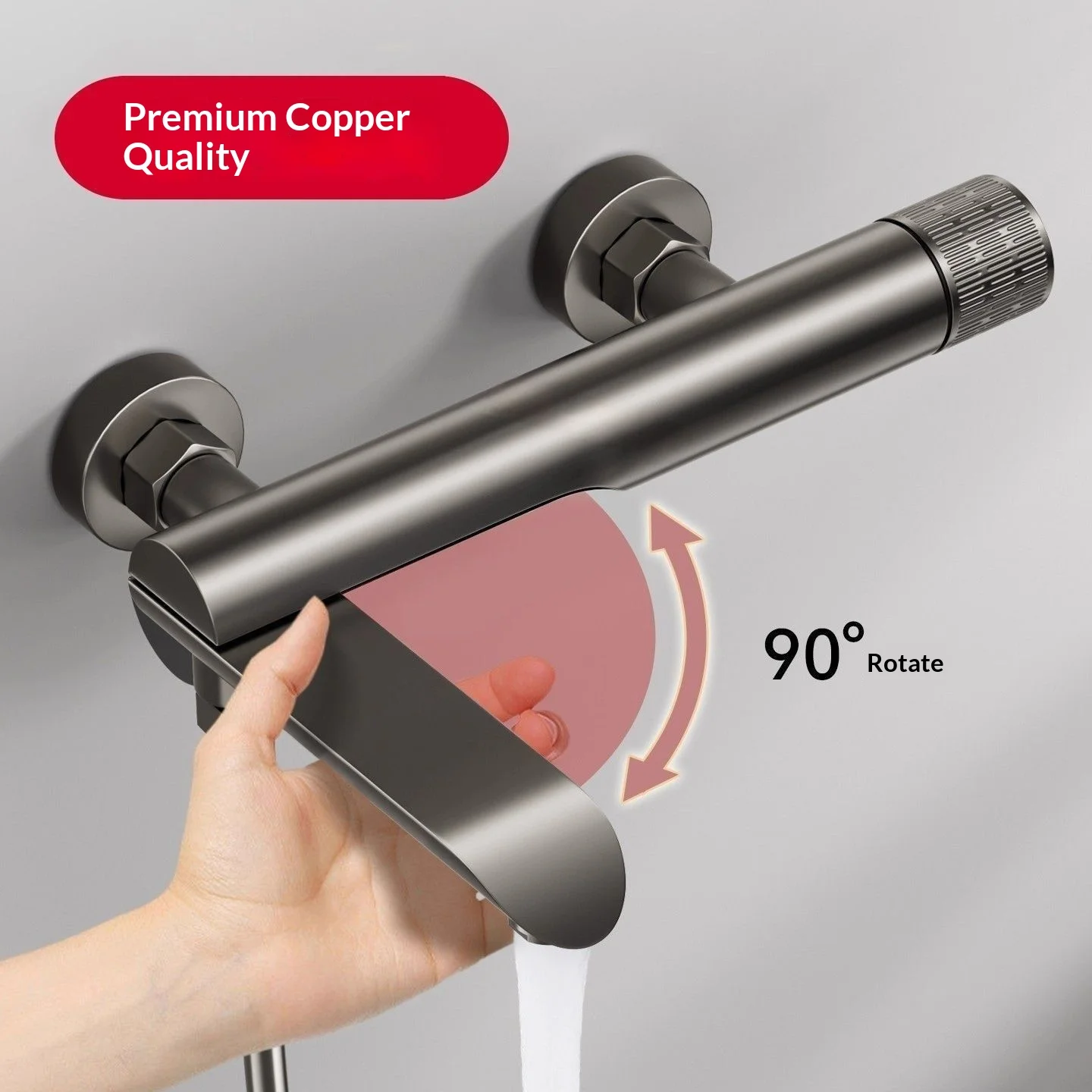 All-Copper Bathtub Shower Faucet, Rotatable Wall-Mounted Hot and Cold Bathroom Wall-Outlet Shower Booster Faucet