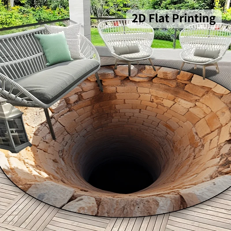 Waterproof Round Foam Manhole Opening Floor Mat Decorative Rug for Indoor Outdoor Safety Area Home Decor Flooring