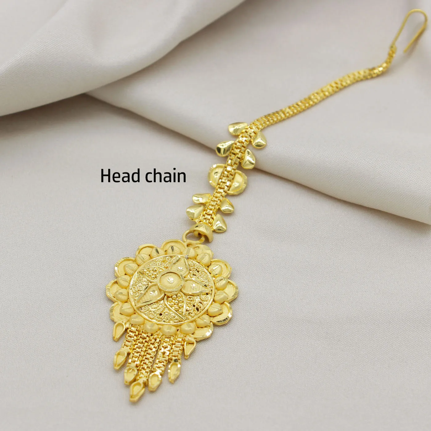 (5desigh)Adixyn African Ethiopian Head Chain 24k Gold Color Hair Chain Jewelry Forehead Chain Habesha Eritrea N071358