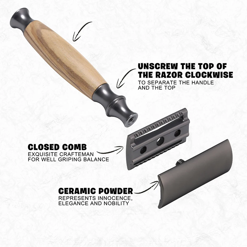 Классическая мужская ретро-бритва, мягкая бритва для удаления волос с двойной кромкой из алюминиевого сплава, бритва с 10 сменными лезвиями, бритва для бороды
