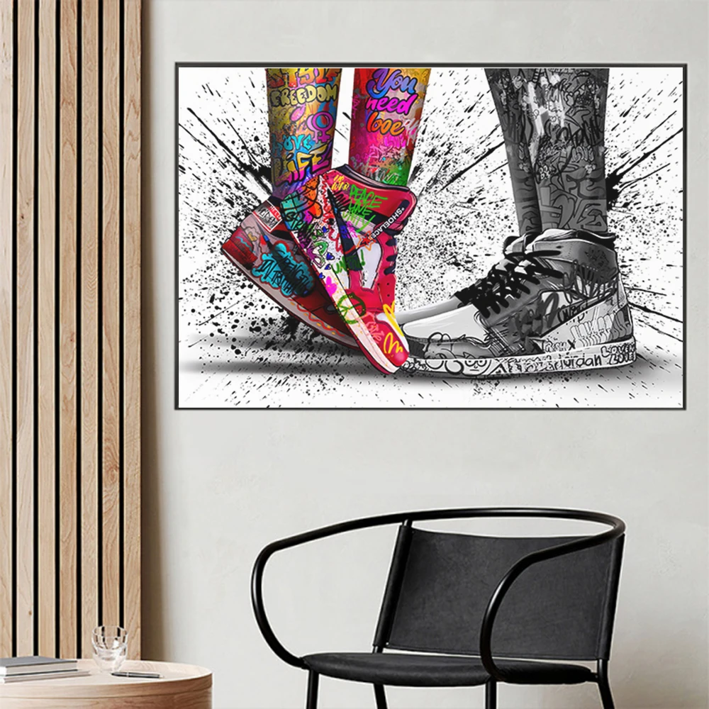 

Pop Street Graffiti Sports Basketball Shoes Wall Art Posters Abstract Home Decor Canvas Painting Picture Prints Artwork Boy Gift