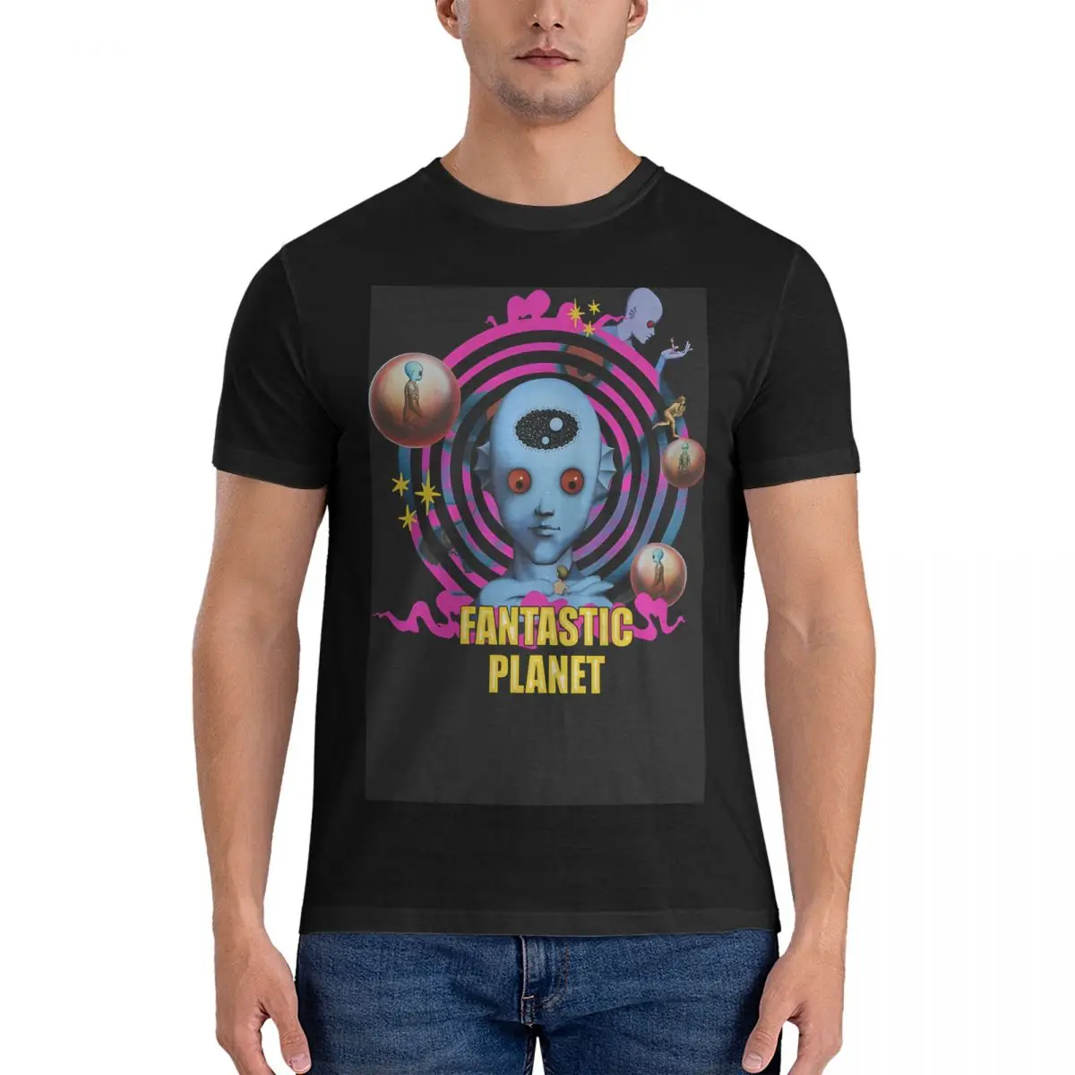 Impressive T-Shirt Men Fantastic Planet Vintage Cotton Tees Crew Neck Short Sleeve T Shirts Gift Tops