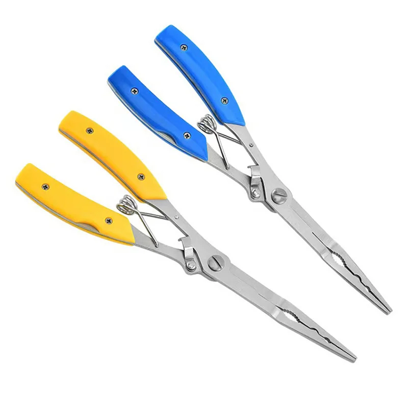 Y58 Multi-Purpose Fish Scissors Stainless Steel Straight Nose Fishing Pliers 8-inch Elongated Fishing Gear