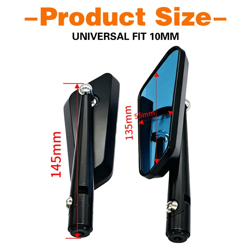 Motorradspiegel für MT-07, MT-09, MT-10, Z650, Z750, Z900, CB650R, NC750X, verstellbar, 8/10 mm, Rückspiegel, Motorradzubehör. – Detail 4