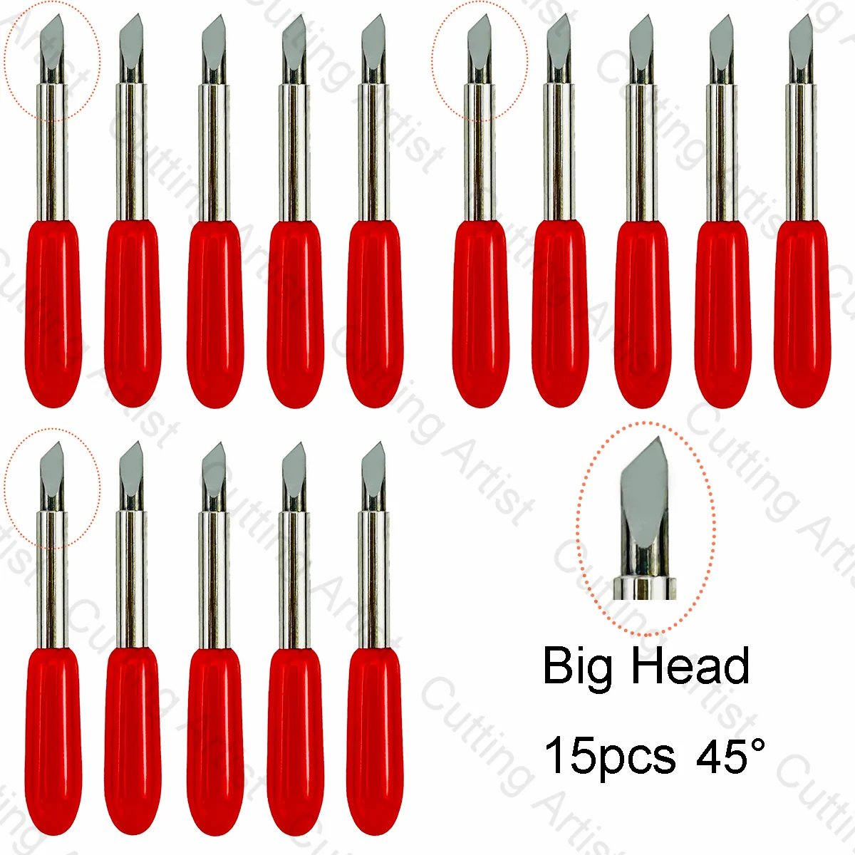 Cortador de Cabeça Grande para Cricut Roland Sunshine Gcc Jaguar 45 Graus Padrão Dia mm 15 Pcs