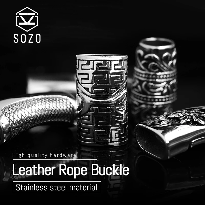 SOZO 3 قطعة الفولاذ المقاوم للصدأ الجلود حبل مشبك المشبك المغناطيسي ثقب شقة الجلود الحبل المشابك المغناطيس سوار بأبزيم موصلات DIY بها بنفسك