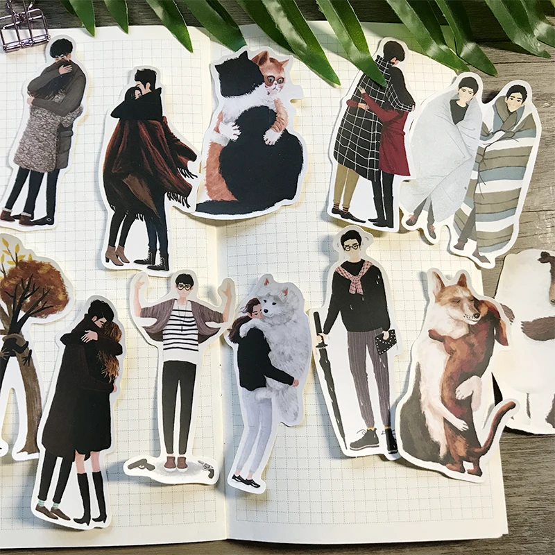 12pcs Romantic couple hugging Waterproof laptap stickers for Home decor on laptop decal fridge skateboard doodle toy sticker