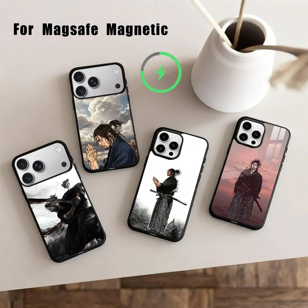 

M-Miyamoto V-Vagabond M-Musashi Phone Case For iPhone17,16,15,14,13,12,11 Plus,For Magnetic Wireless Charge Cover
