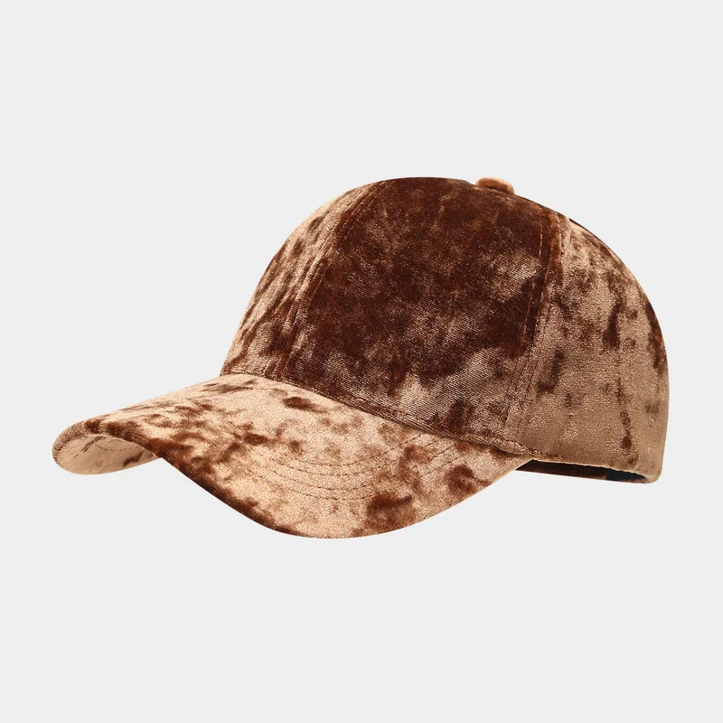 European American Style Velvet Plain Baseball Cap Unisex Winter Fashion Casual Curved Brim Sun Hat Vintage Couple's Wear