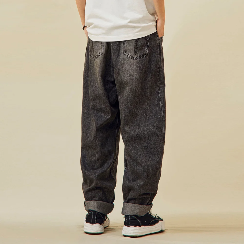 Men Loose Casual Vintage Wide Leg Harem Denim Jeans Pants Unisex Japanese Harajuku Streetwear Fashion Jeans Trousers Women