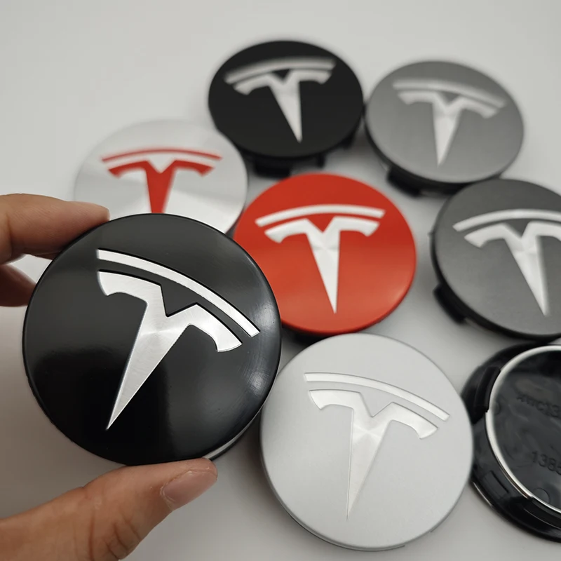 4 szt./zestaw pasujących do Tesla Model 3 Y S X nakładek na felgi, modyfikowane nakładki na piasty kół ABS 56mm, oryginalne nakładki na felgi Tesla — 2