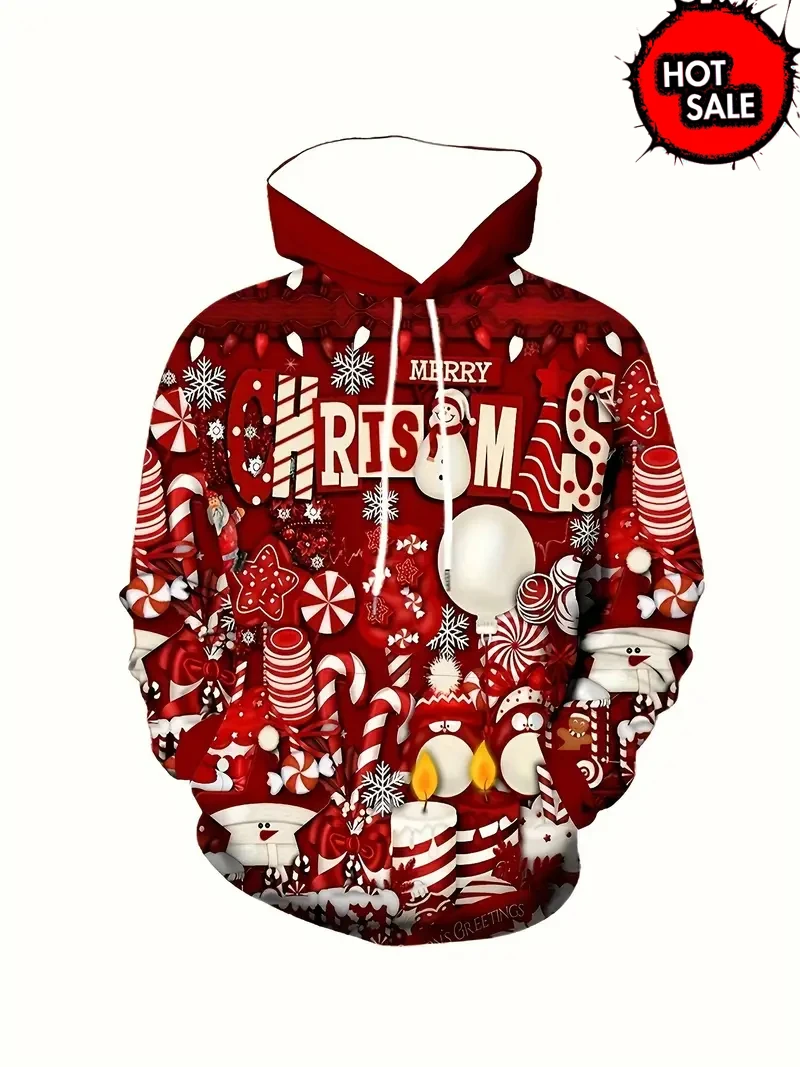 Hot Sale Merry Christmas 3D Print Women's Casual Fashion Sweatshirt Men's Long Sleeve Top Oversized Pullover Hoodies Kids Hoody