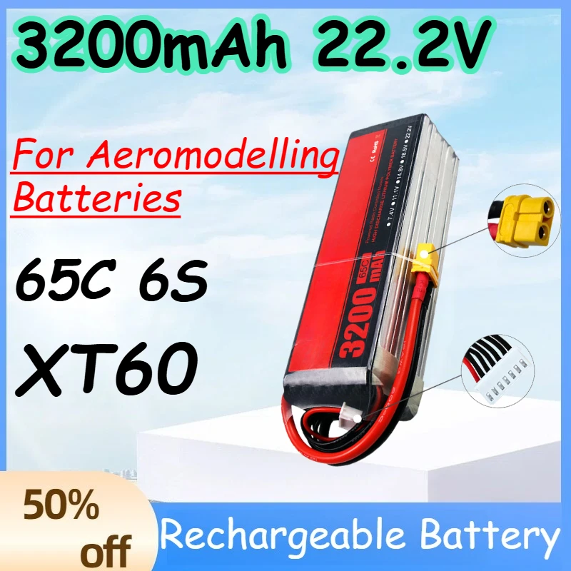 

3200mAh 6S 22.2V 65C High Quality Replace Rechargeable Lipo Battery for RC Remote - Controlled Cars Battery with XT60 Plug
