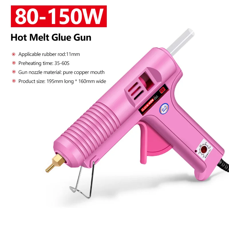 100W/80/60/40/20W業務用ホットメルトグルーガン、銅ノズル、7-11mm