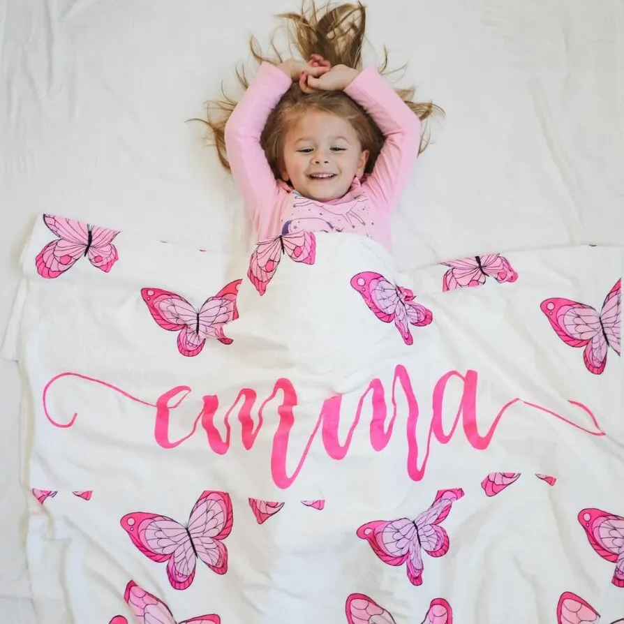 Kids Personalized Name Flannel Blanket For Girls And Boys Customized Baby Blankets Letter Fleece Birthday Gift Blanket