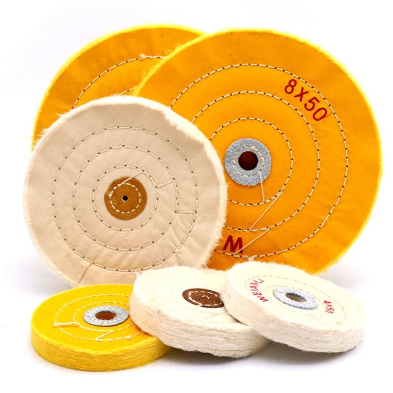 1Pcs 75mm-200mm Polishing Wheel Cloth Buffing Wheel White/Yellow for Bench Grinder Power Tool Accessories