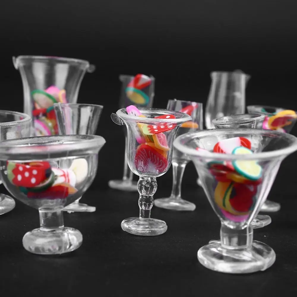 Transparent Plastic DIY Toy Plate Goblets Dollhouse Decor Mini Dish Cups