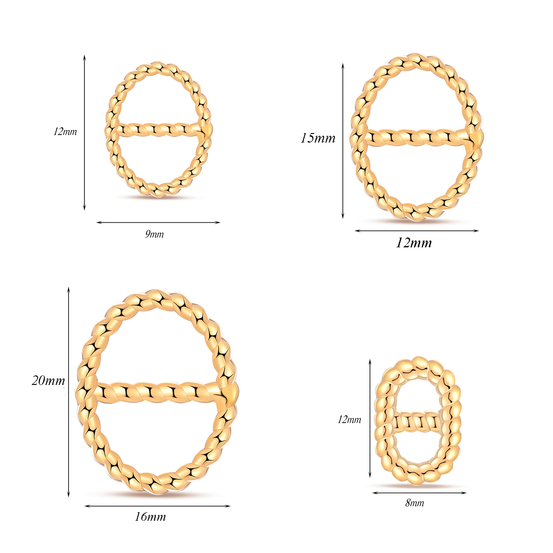 10 Stück/Set, Edelstahl-Verbindungsstücke, Anhänger in Goldfarbe, geometrische Form, Schweinenasen-Charms für die Herstellung von Halsketten, Armbändern und Schmuck im DIY-Stil. – Detail 1
