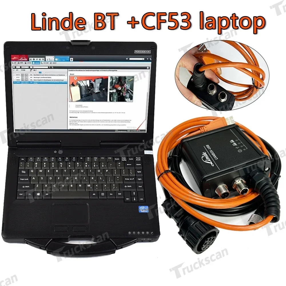 Toughbook CFC2 laptop and For Linde Canbox BT Adapter Kit Pathfinder LSG Forklift Professional Diagnostic Tool