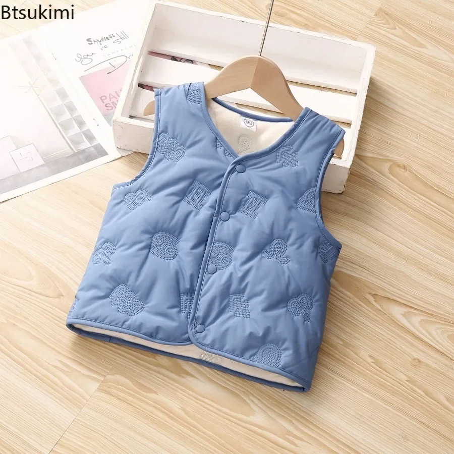 New Autumn Winter Kids Vest Fleece Lined Warm Baby Toddler Cotton Vest Boys Girls Insulated Top Autumn Winter Cozy Coat Children