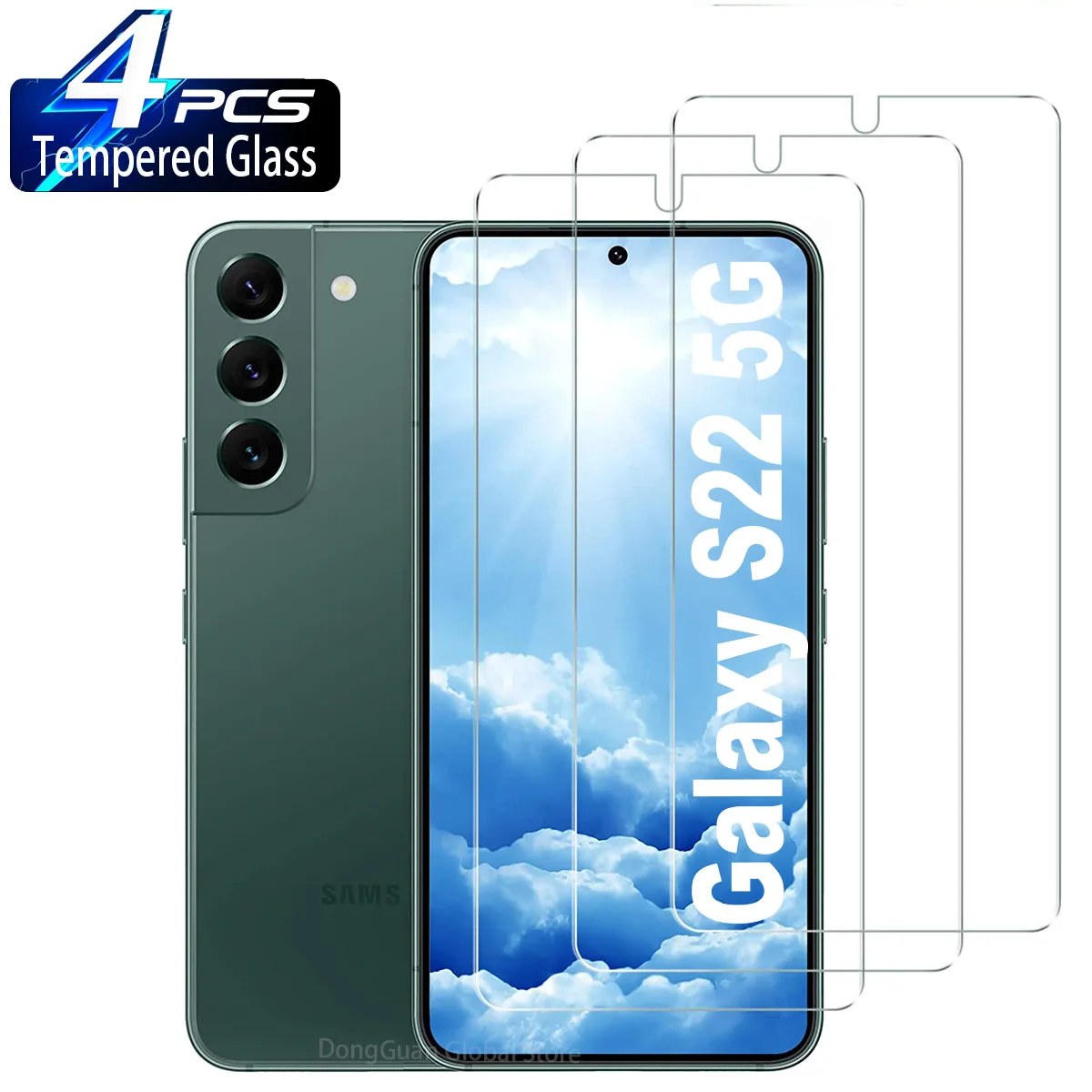 

1/4Pcs Tempered Glass For Samsung Galaxy S22 5G Fingerprint Unlock Screen Protector Glass Film