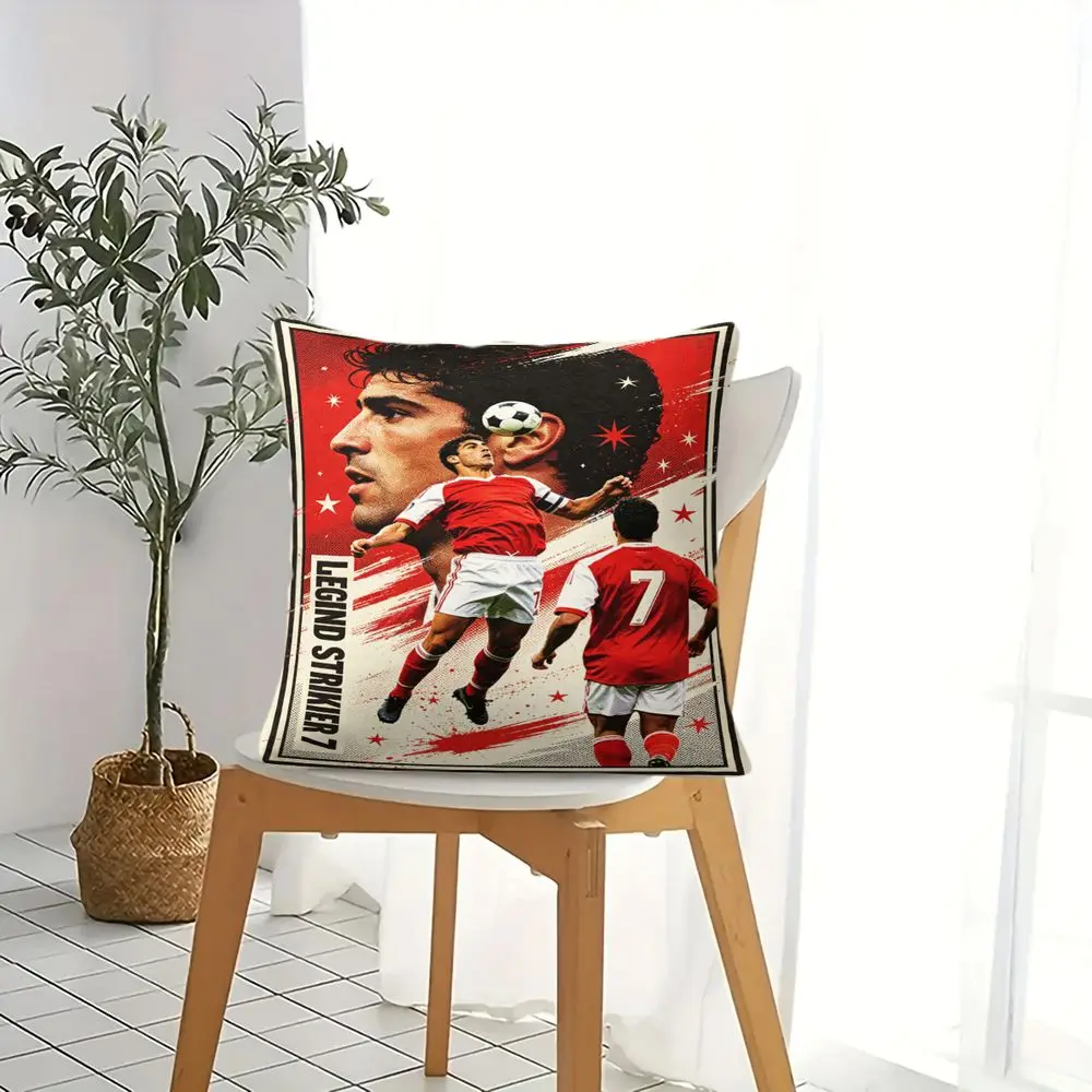Striker 7 Soccer Player Art Print Throw Pillow, Vibrant Digital Printed Cushion Cover for Sofa Bedroom Home Decor Gift